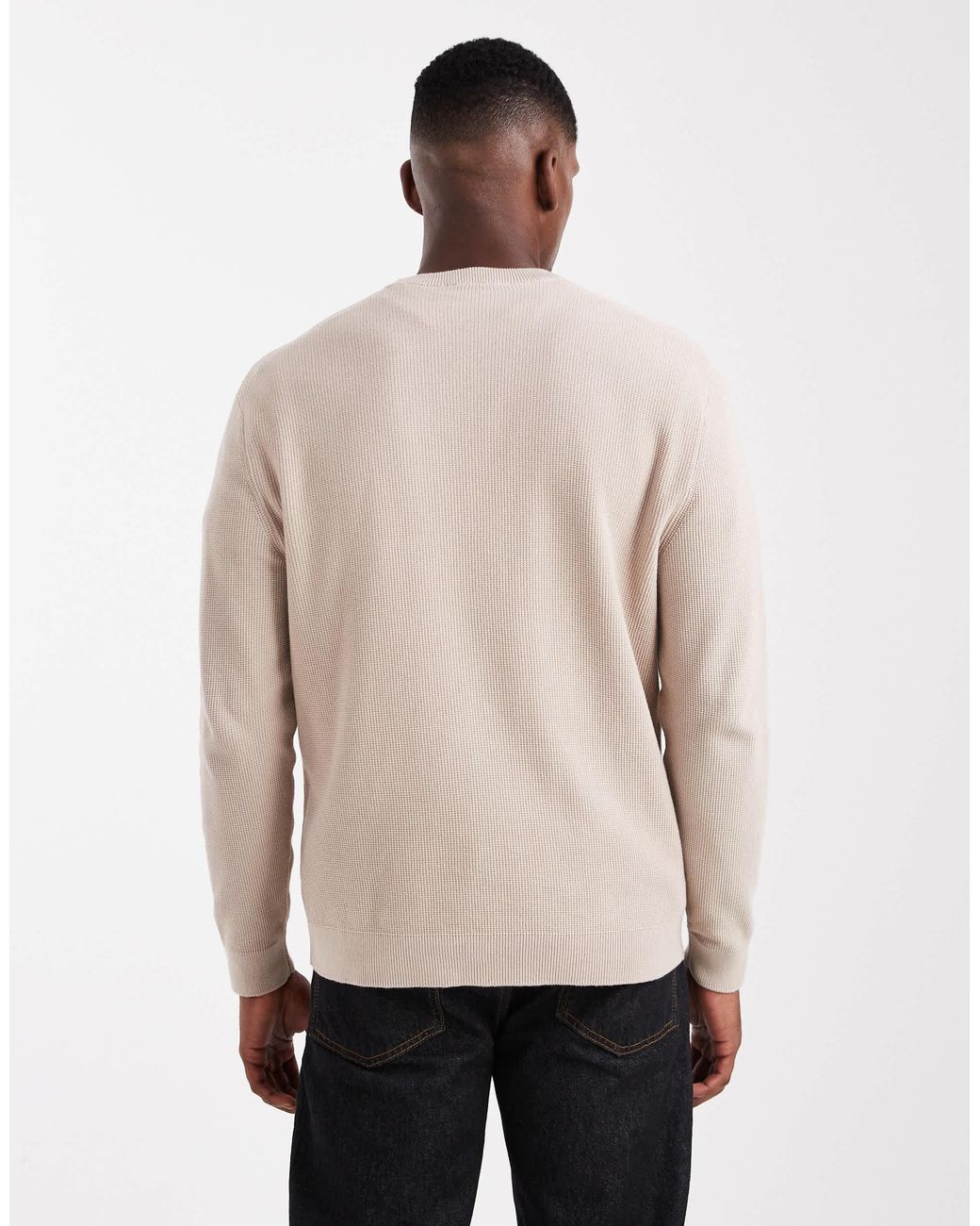 Only & Sons Natural Regular Fit Waffle Knit Jumper for men