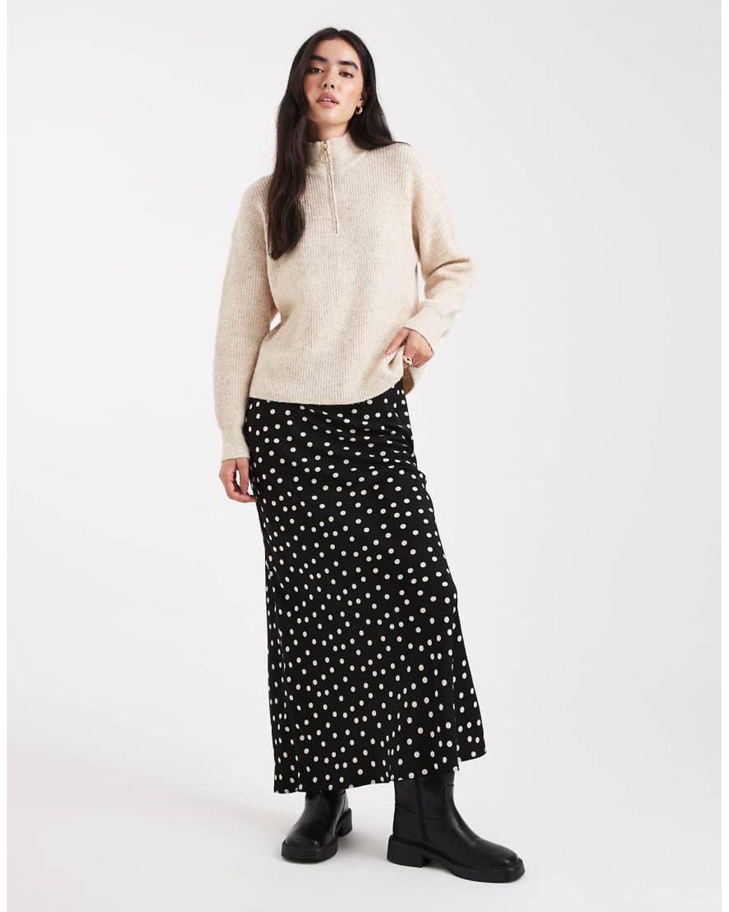 ONLY Natural Half Zip High Neck Jumper
