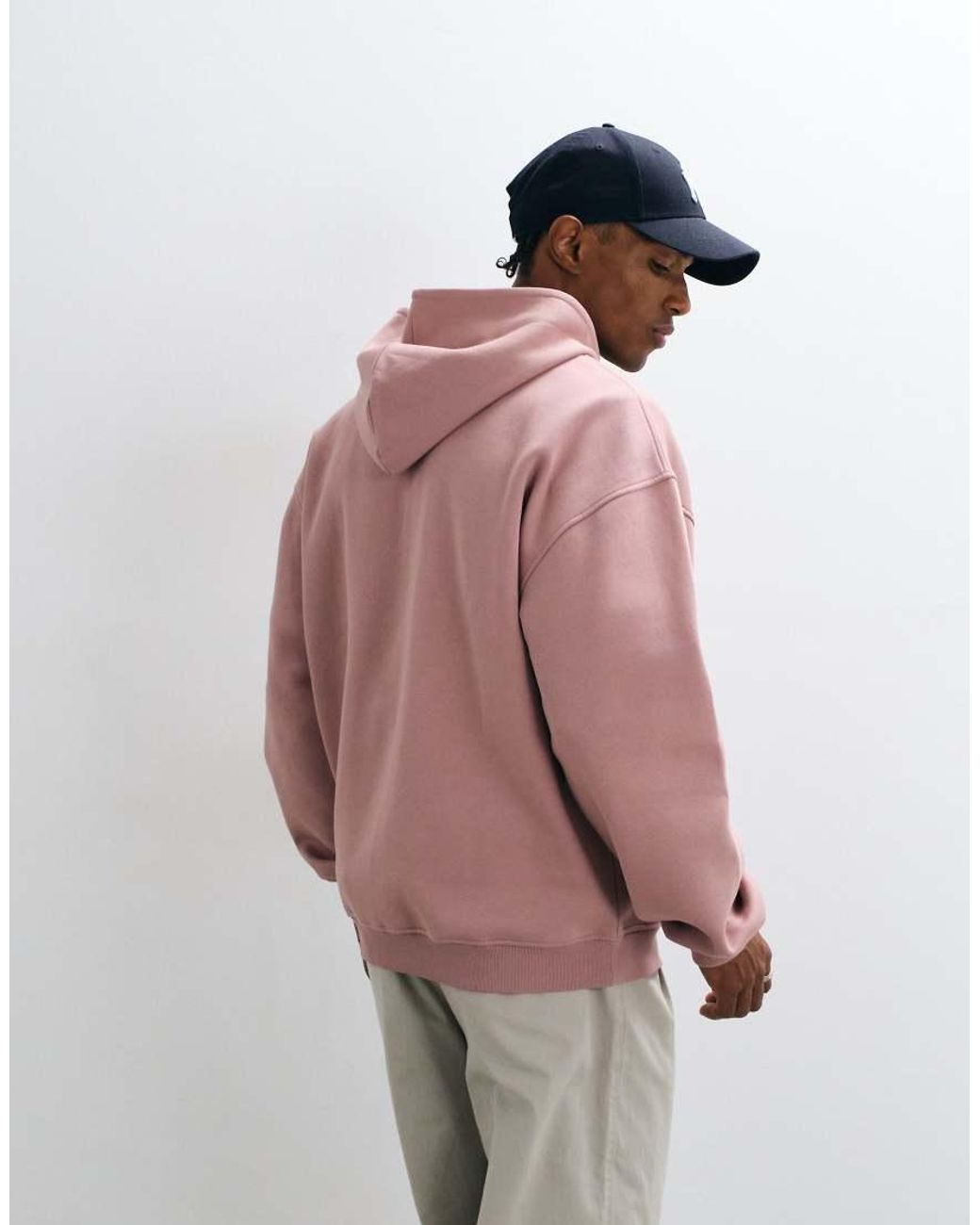 ASOS Pink Essentials Oversized Zip Up Sweatshirt for men