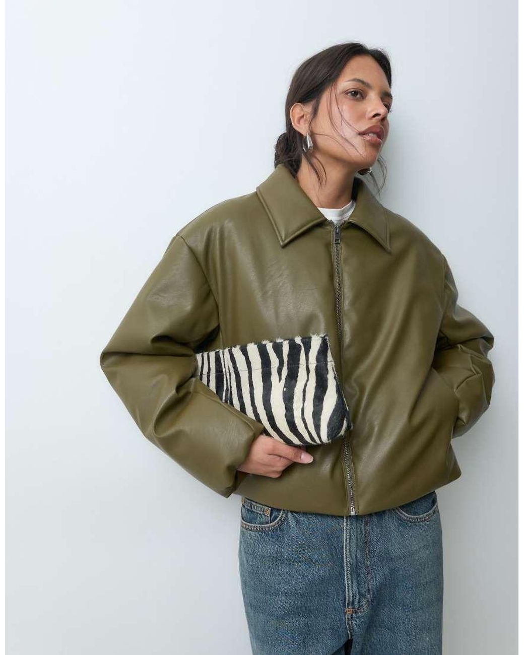 JJXX Green Faux Leather Bomber Jacket