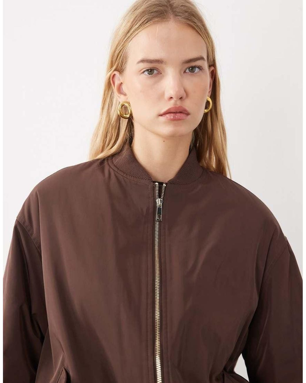 New Look Brown Padded Bomber Jacket