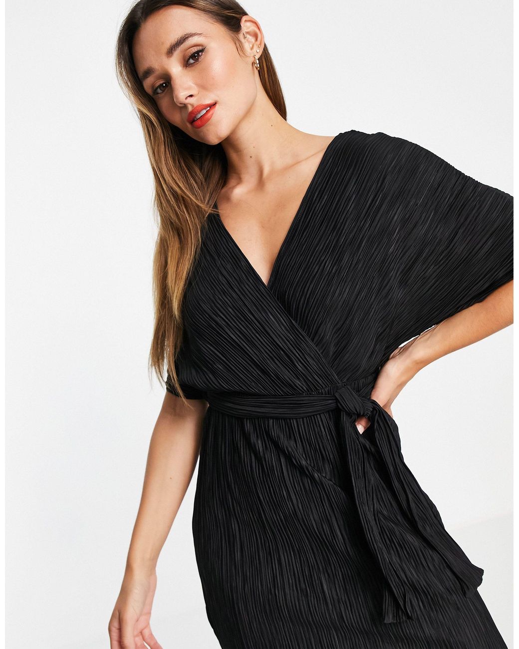 Y.A.S V-neck Tie Waist Midi Dress in 