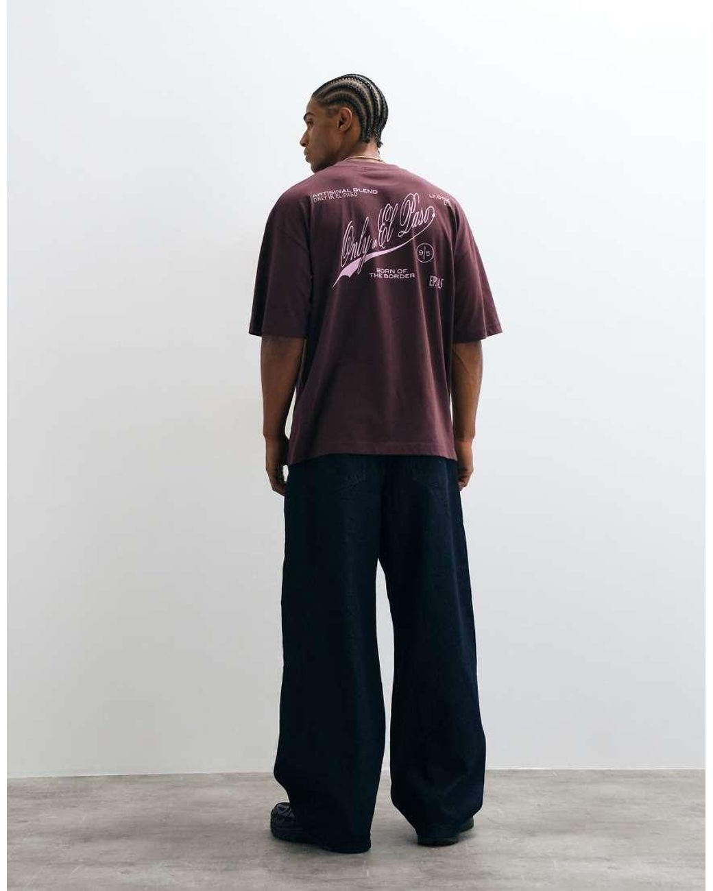 ASOS Brown Oversized T-shirt With Script Text Graphic for men