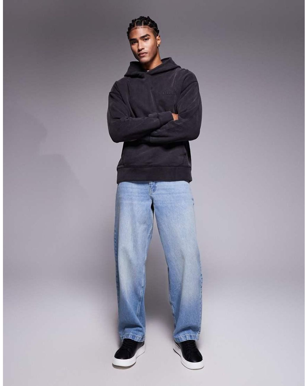 Good For Nothing Blue Oversized Pullover Hoodie for men
