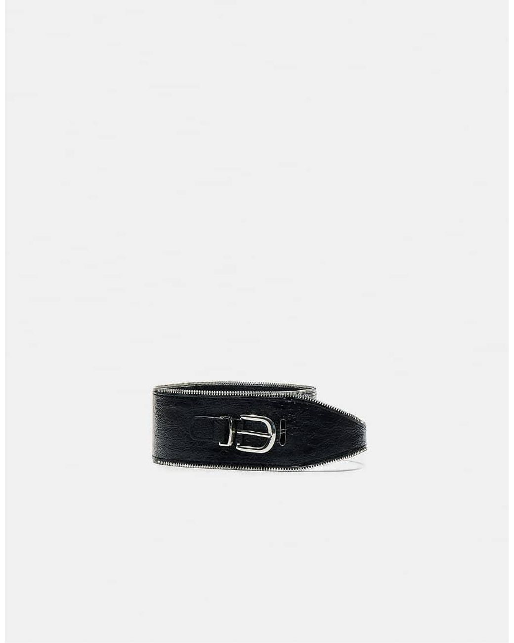 Stradivarius White Wide Zip-Edge Belt