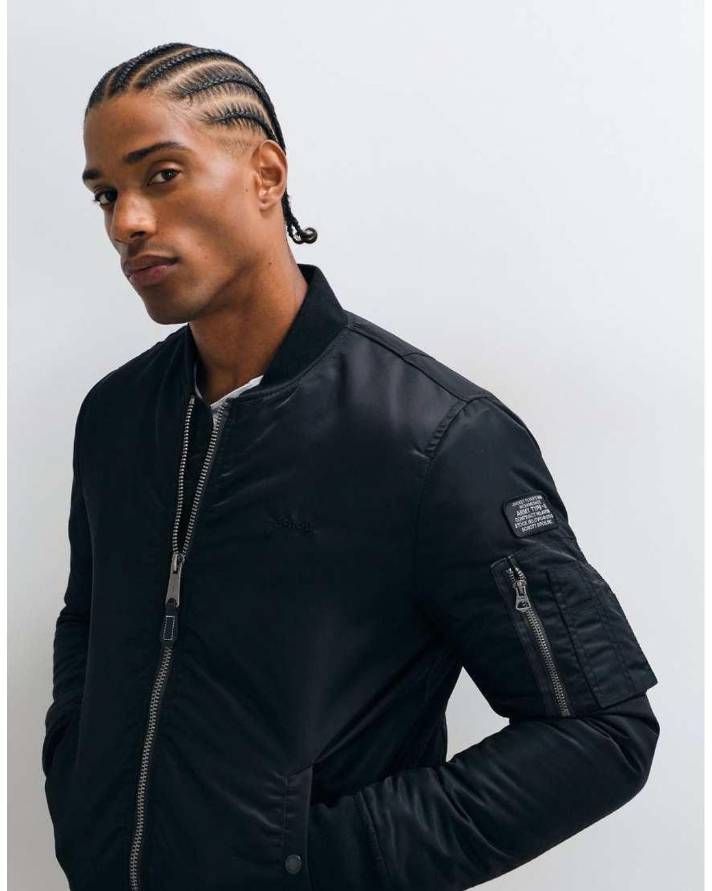 Schott Nyc Blue Padded Nylon Bomber Jacket for men
