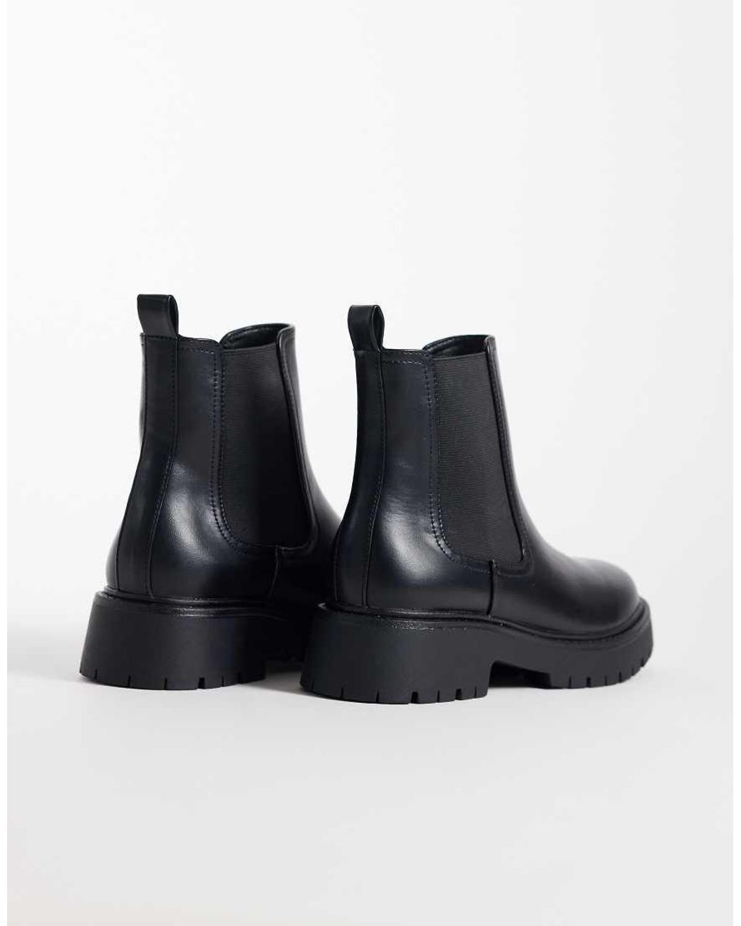 London Rebel Black Regina Chunky Chelsea Boots