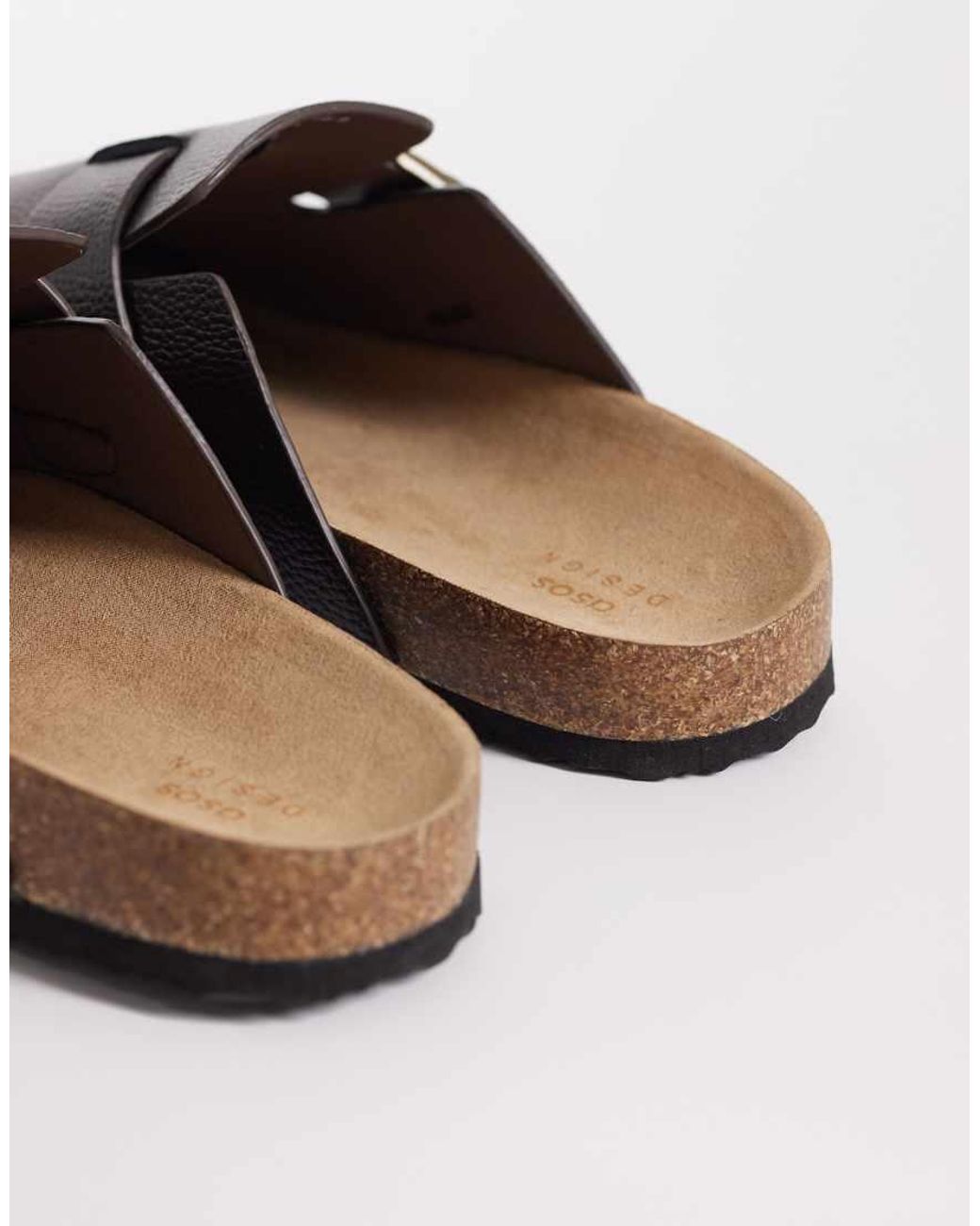ASOS Brown Mule Sandals With Cork Sole for men