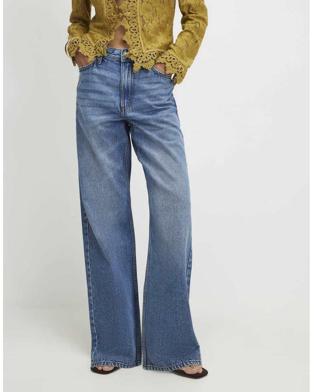 River Island Blue Relaxed Straight Leg Jeans