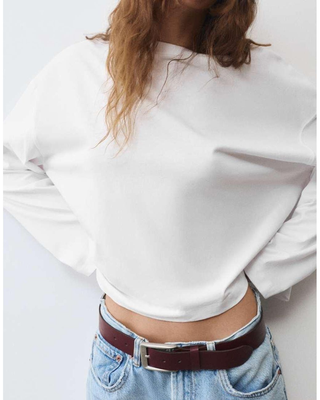 Pull&Bear White Boxy-fit Long Sleeve T-shirt