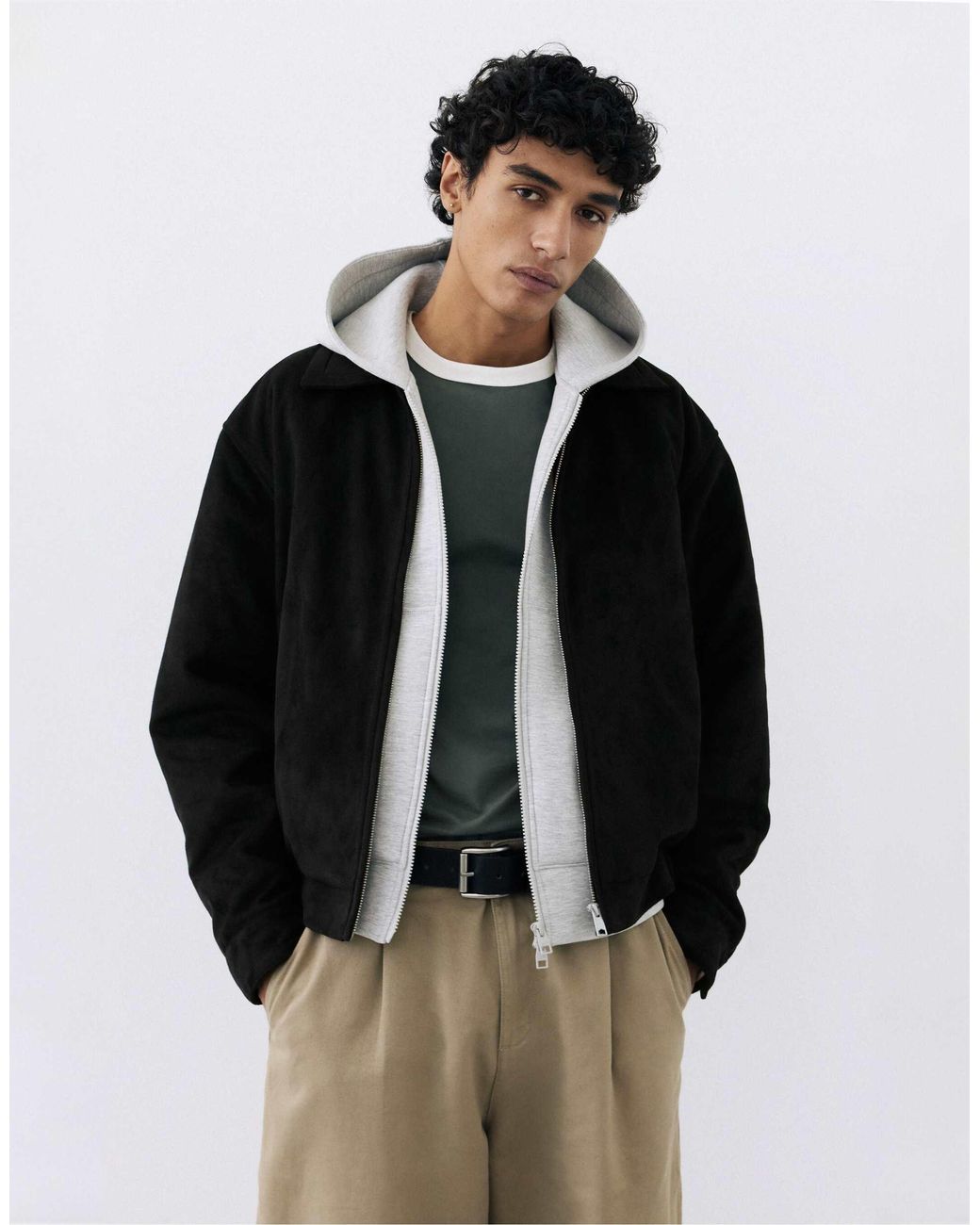 Veste en imitation daim Pull&Bear pour homme en coloris Black