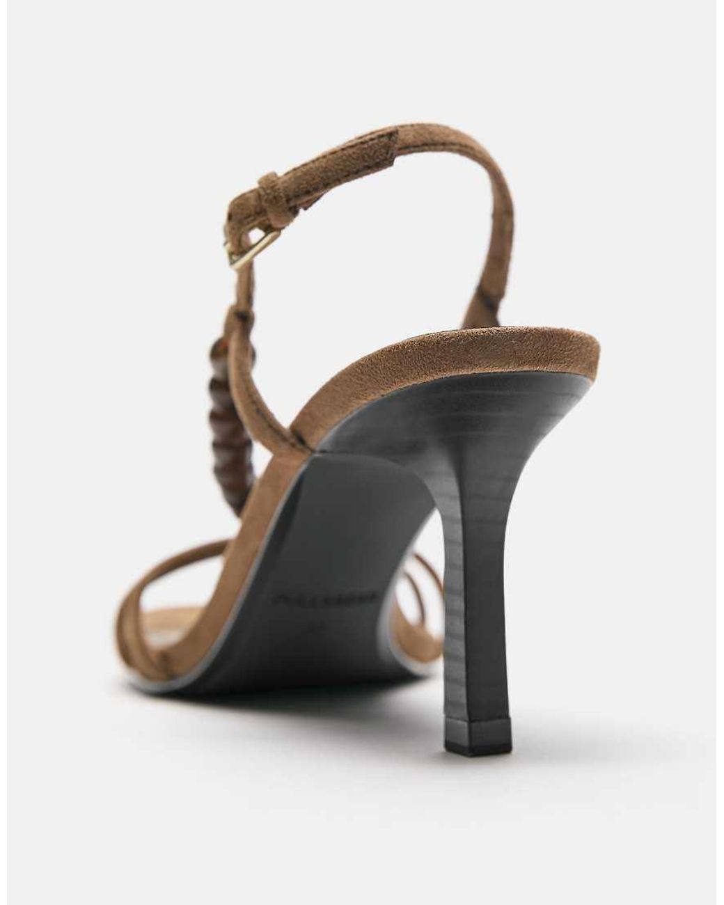 Pull&Bear Natural Beaded Heeled Sandals