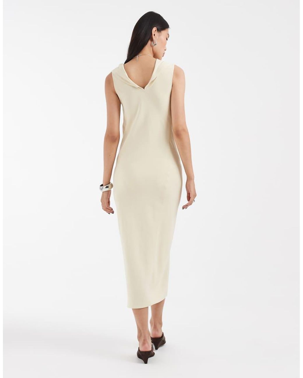 & Other Stories Natural Scarf Neck Midi Dress