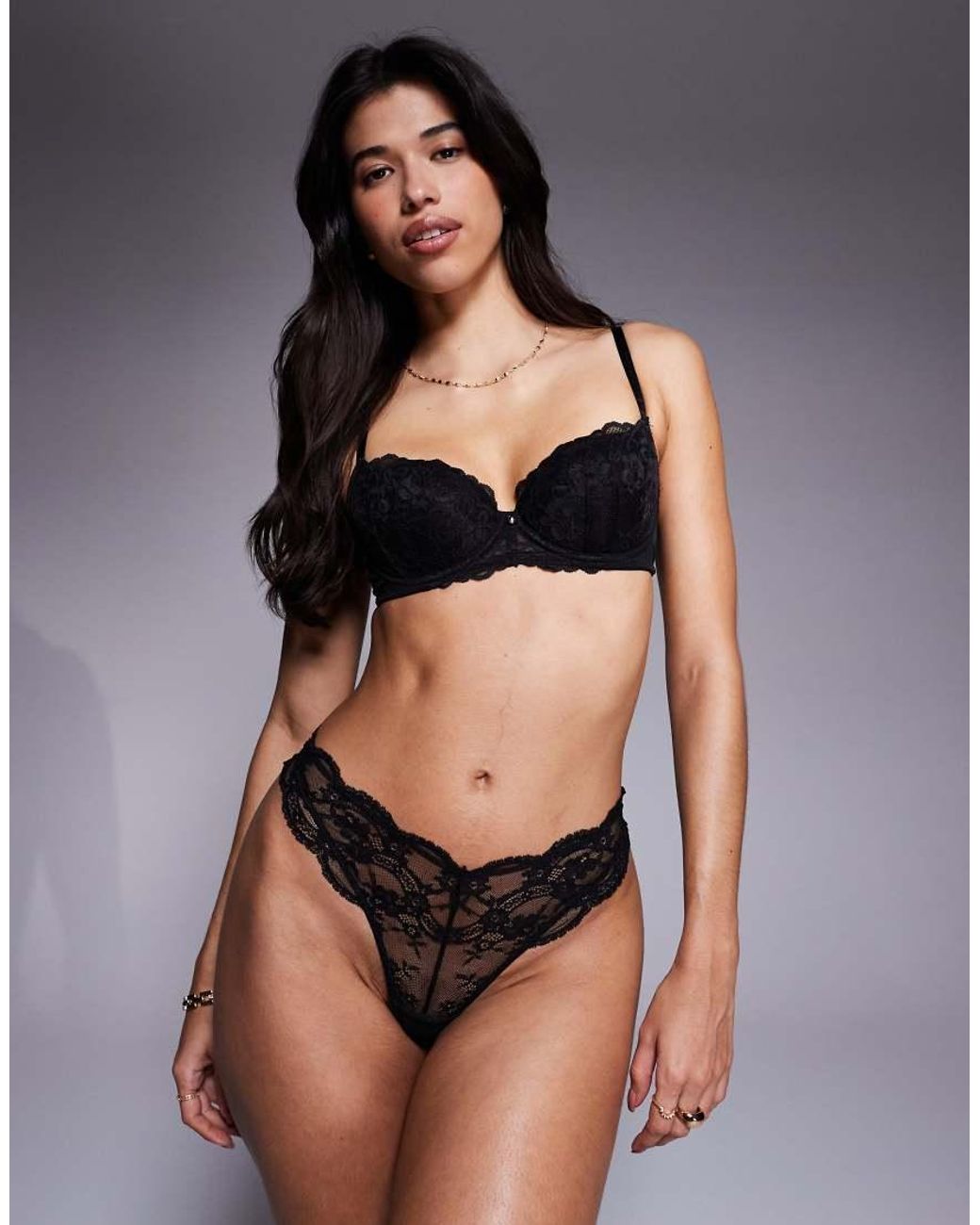 Ann Summers Black Sexy Lace Padded Balcony Bra 2 Pack