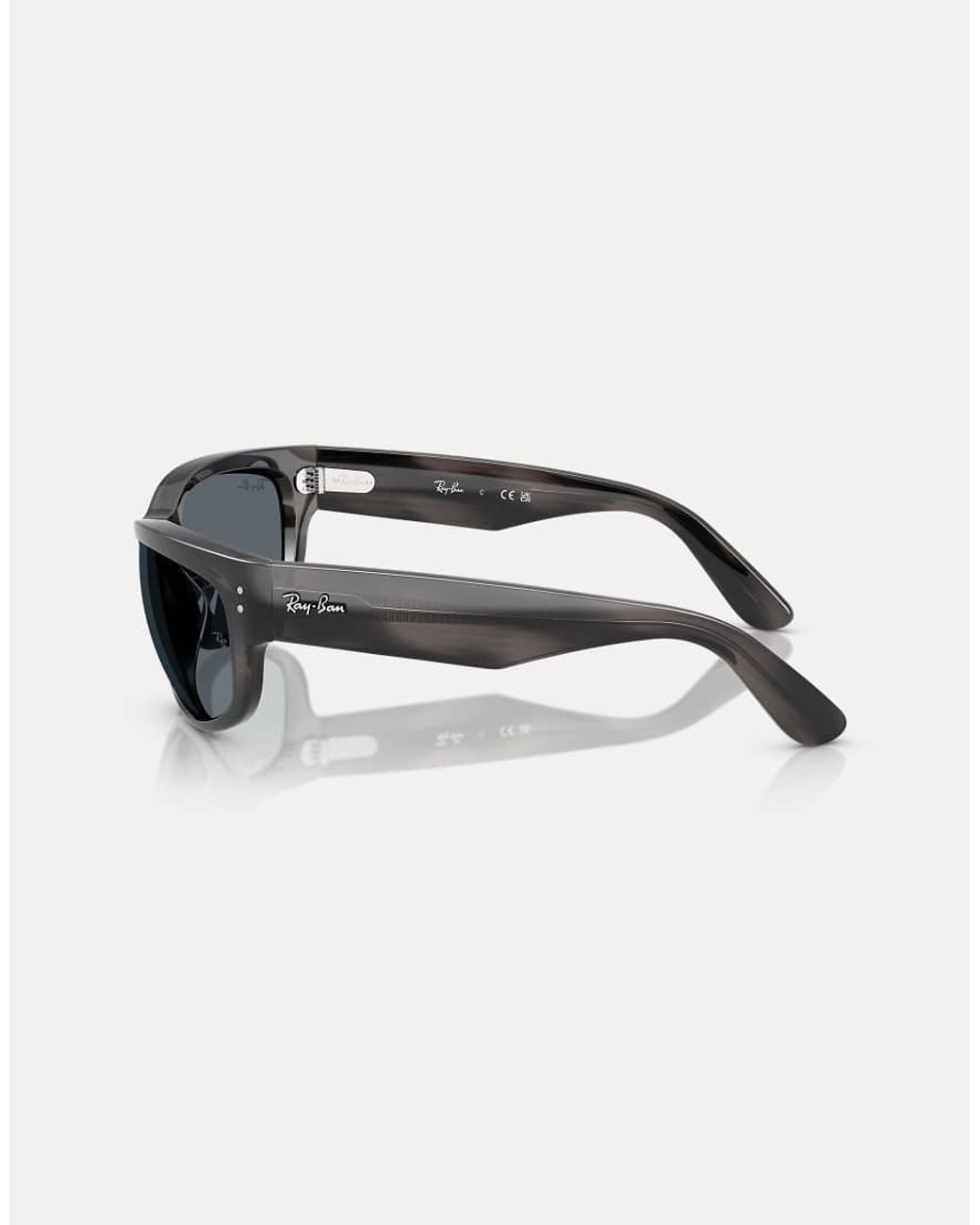 Ray-Ban Gray Mega Balorama Rectangle Sunglasses With Lens