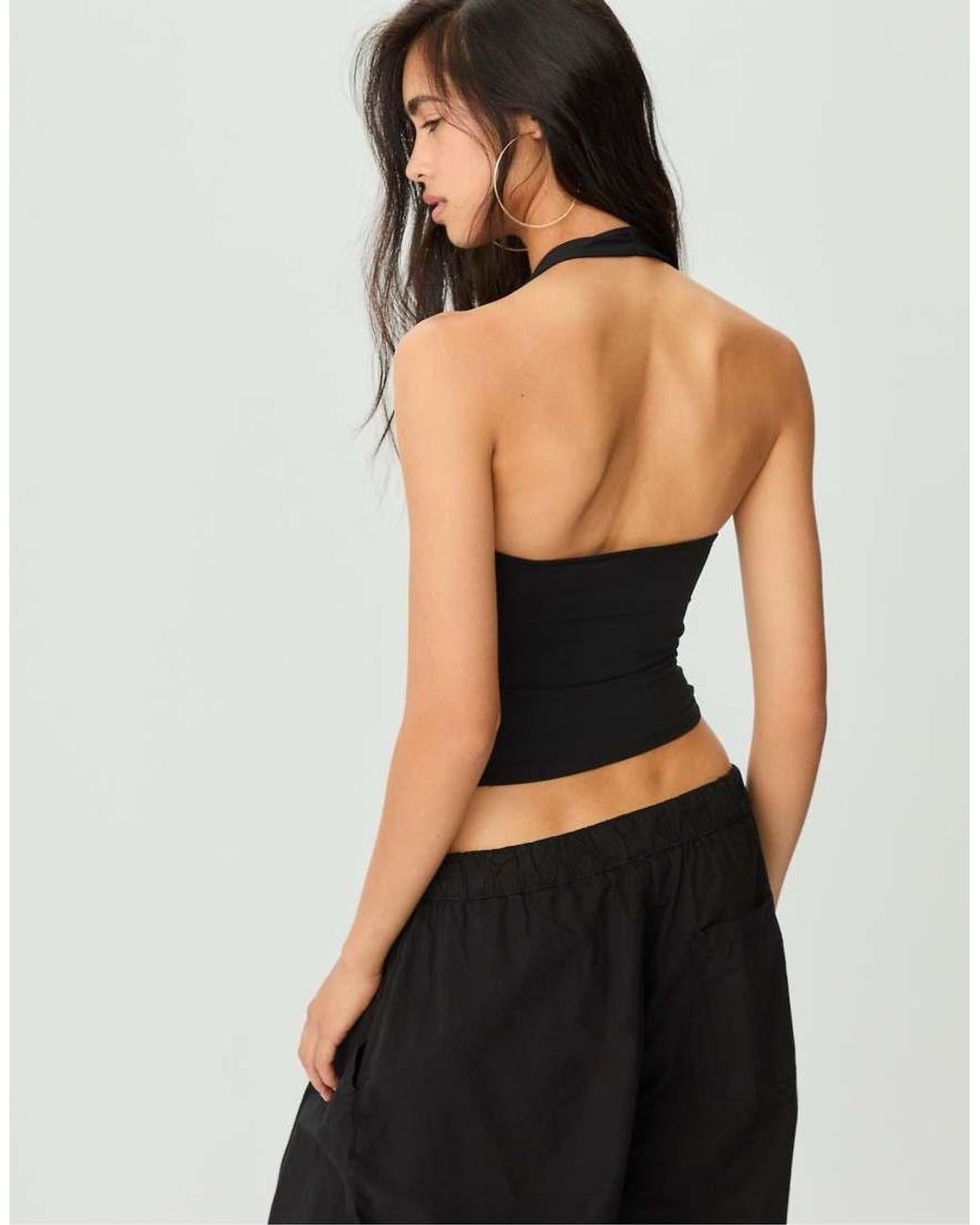 Stradivarius Black Racer Neck Top