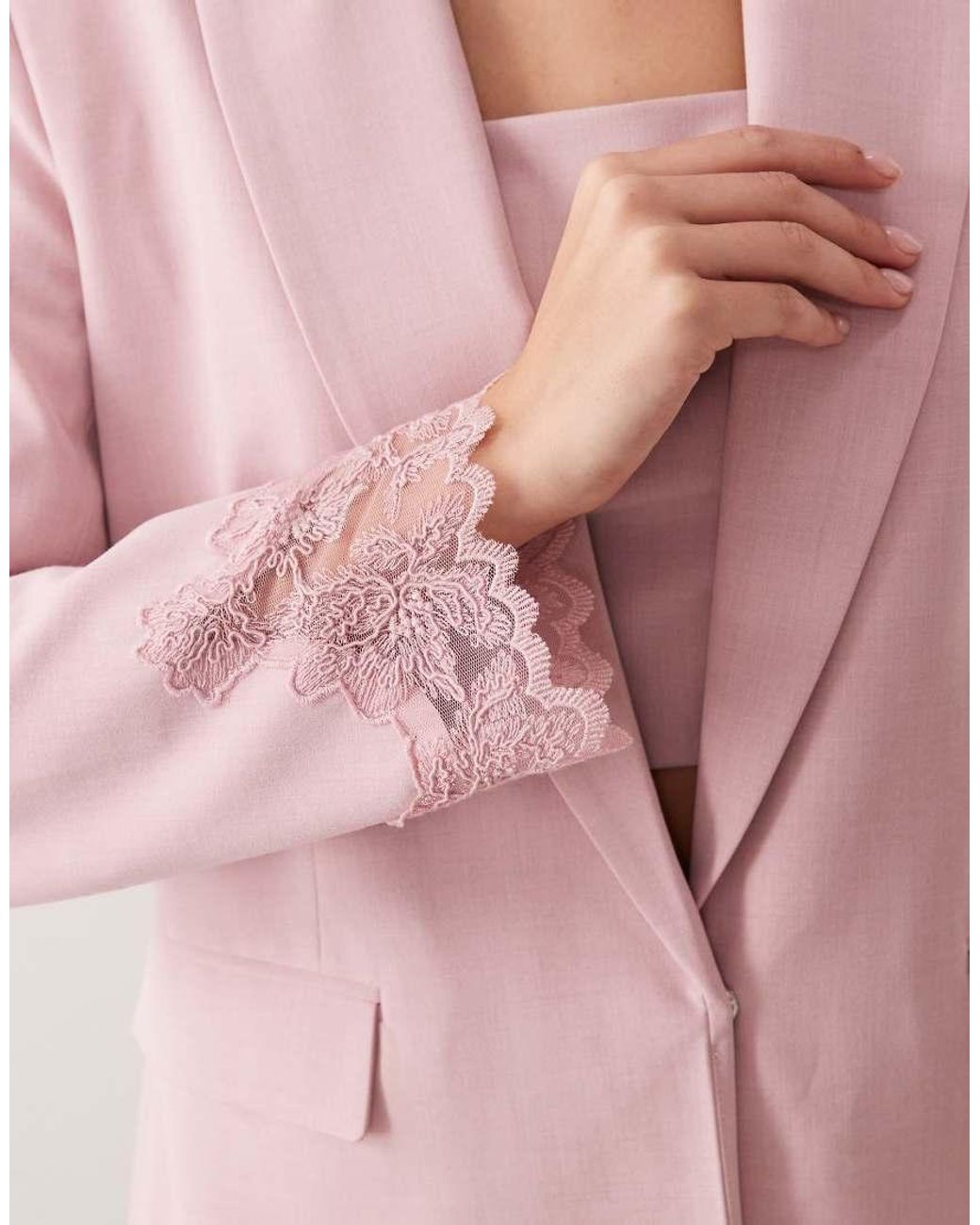 ASOS Pink Blazer With Applique Lace