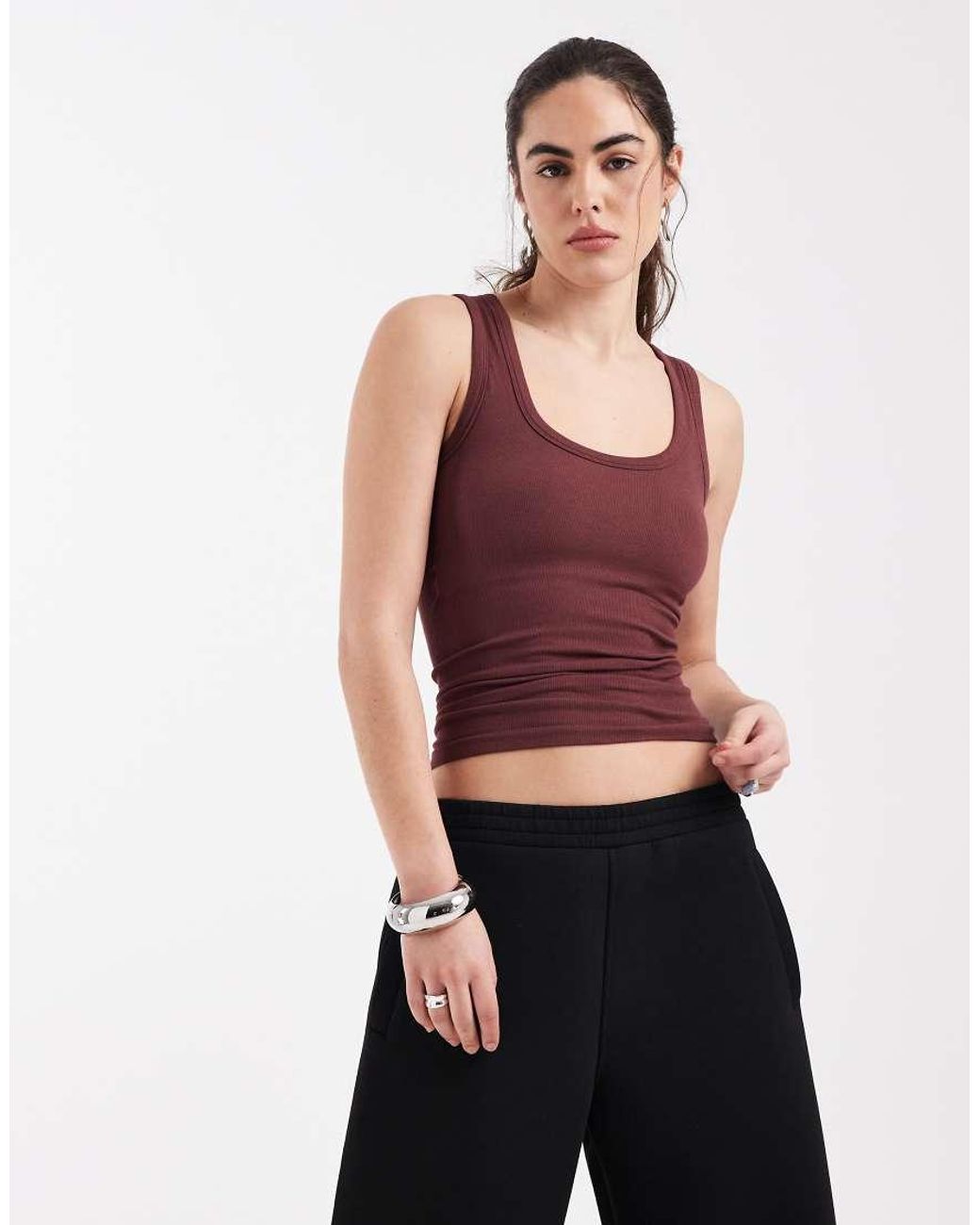 ASOS White Bra Free Seamless Rib Scoop Neck Vest