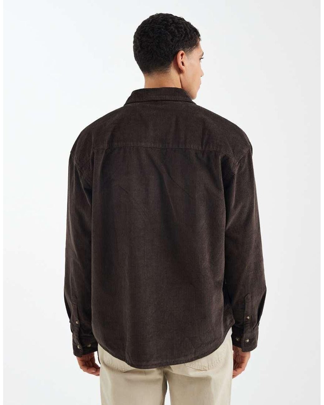 ASOS Brown Oversized Cord Shirt for men