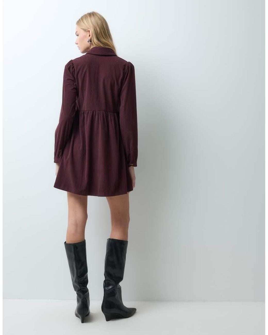 Threadbare Purple Button Through Mini Dress