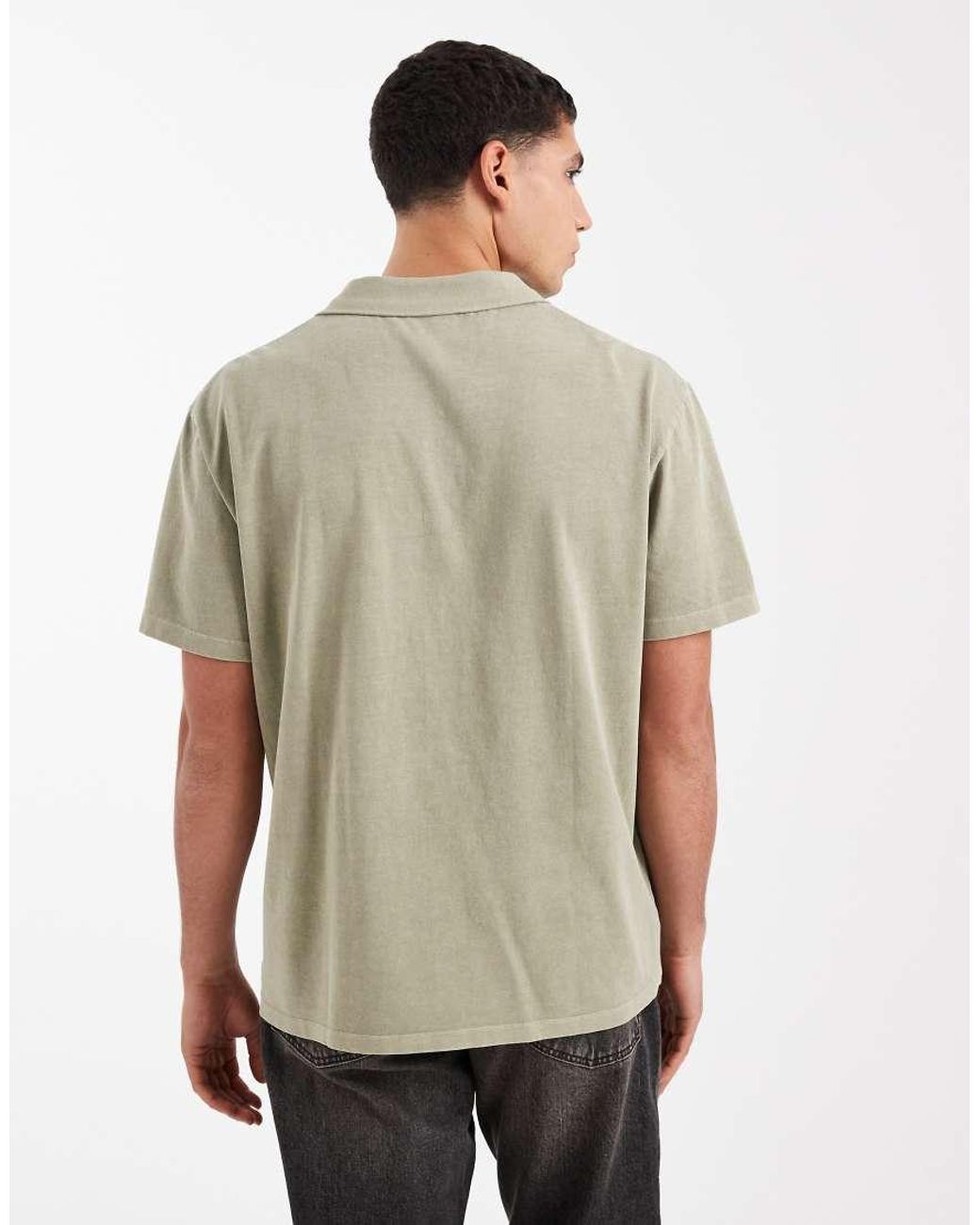 ASOS Natural Heavyweight Relaxed Revere Polo for men