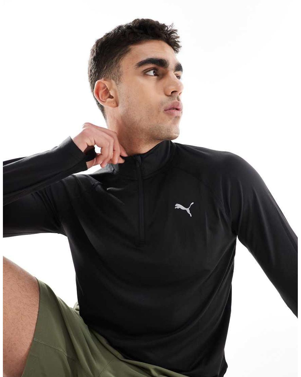 PUMA Black Velocity Cloudspun Running 1/4 Zip Top for men