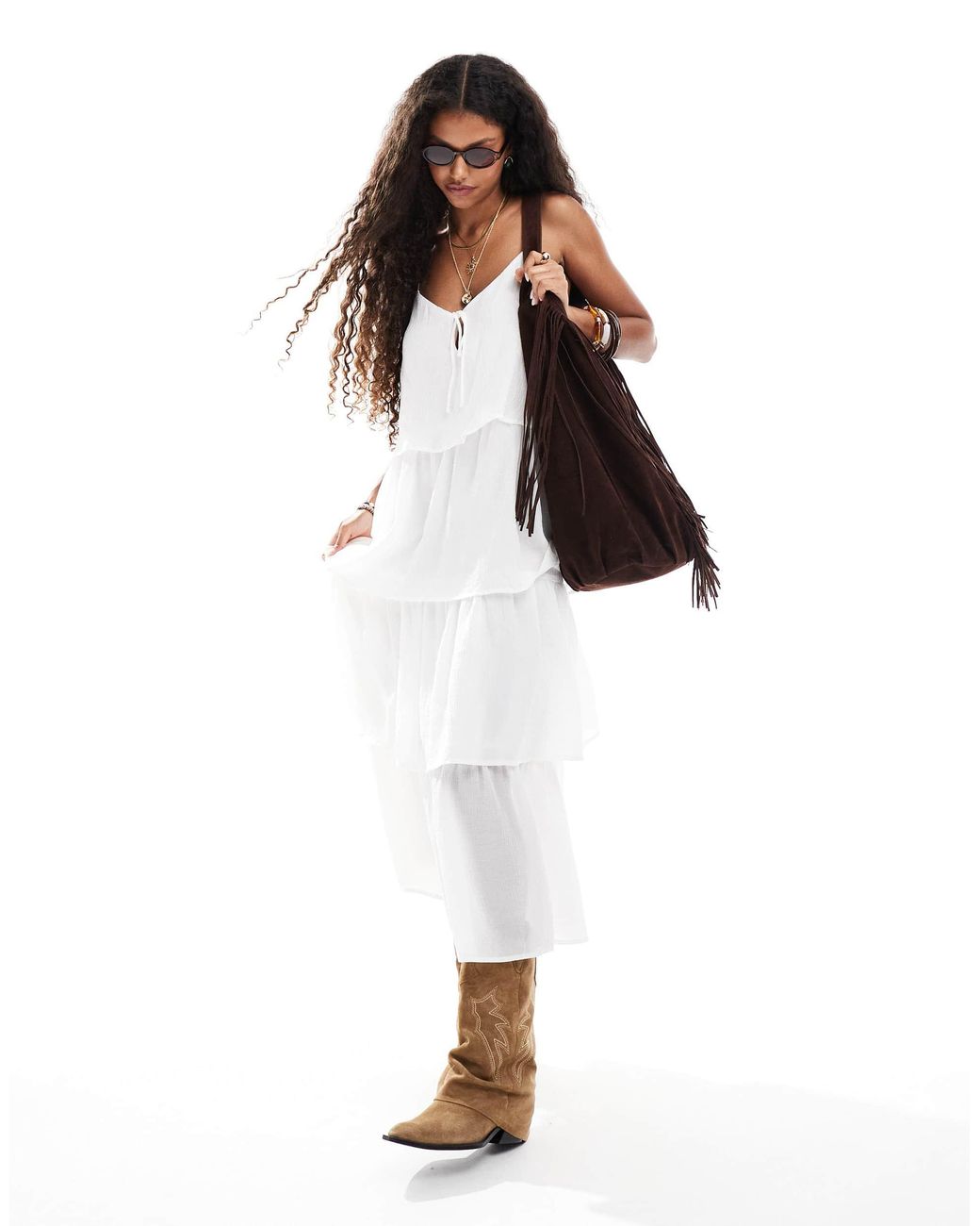 Object White – gestuftes boho-maxikleid