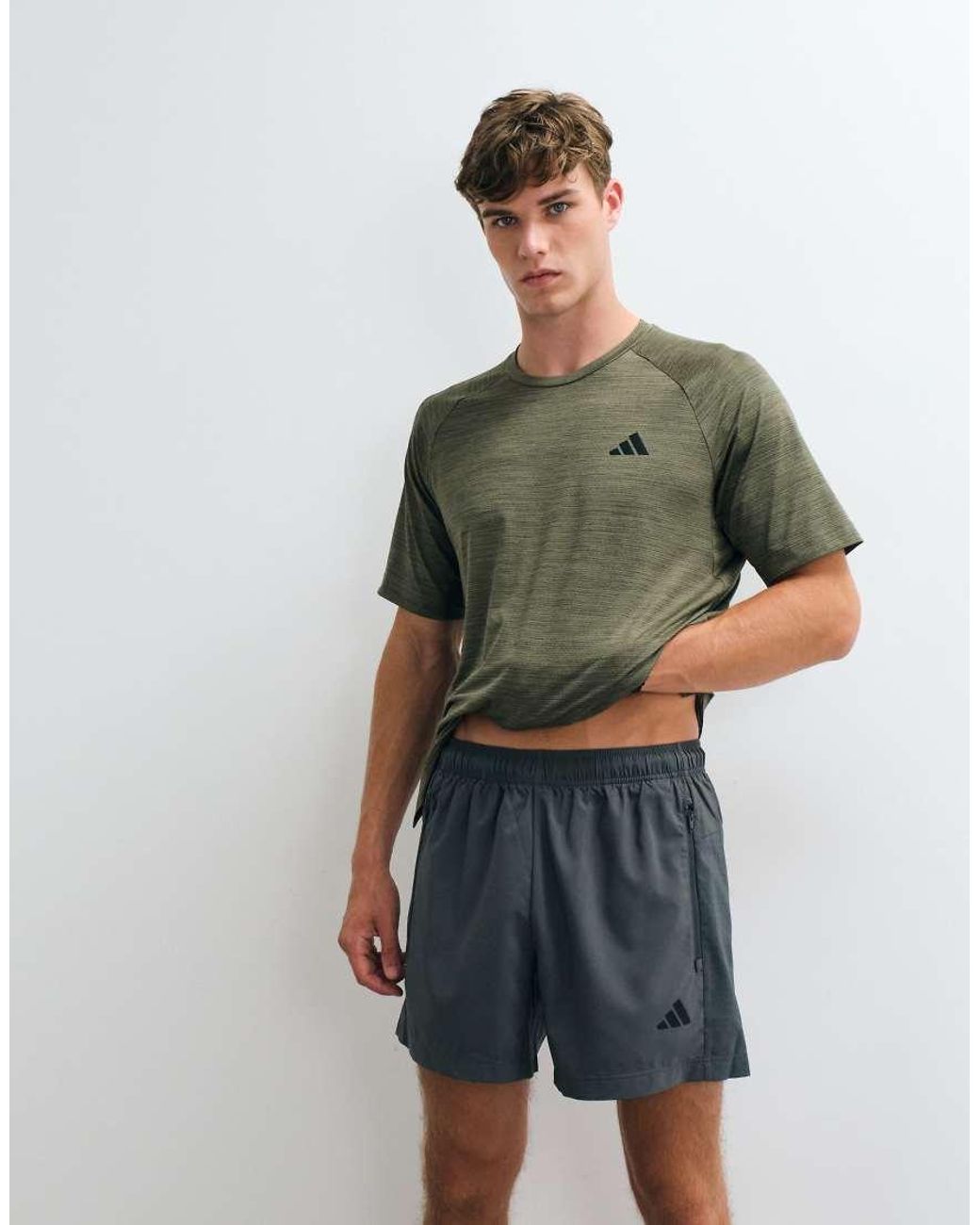 Adidas Originals Green Adidas Training Work Out Essentials Shorts for men