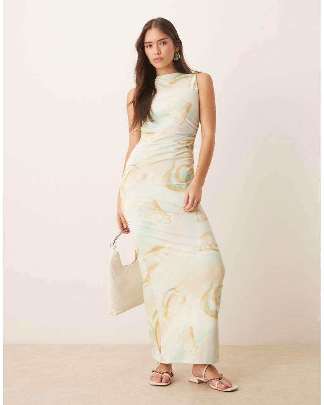 ASOS Natural Sleeveless Midi Dress