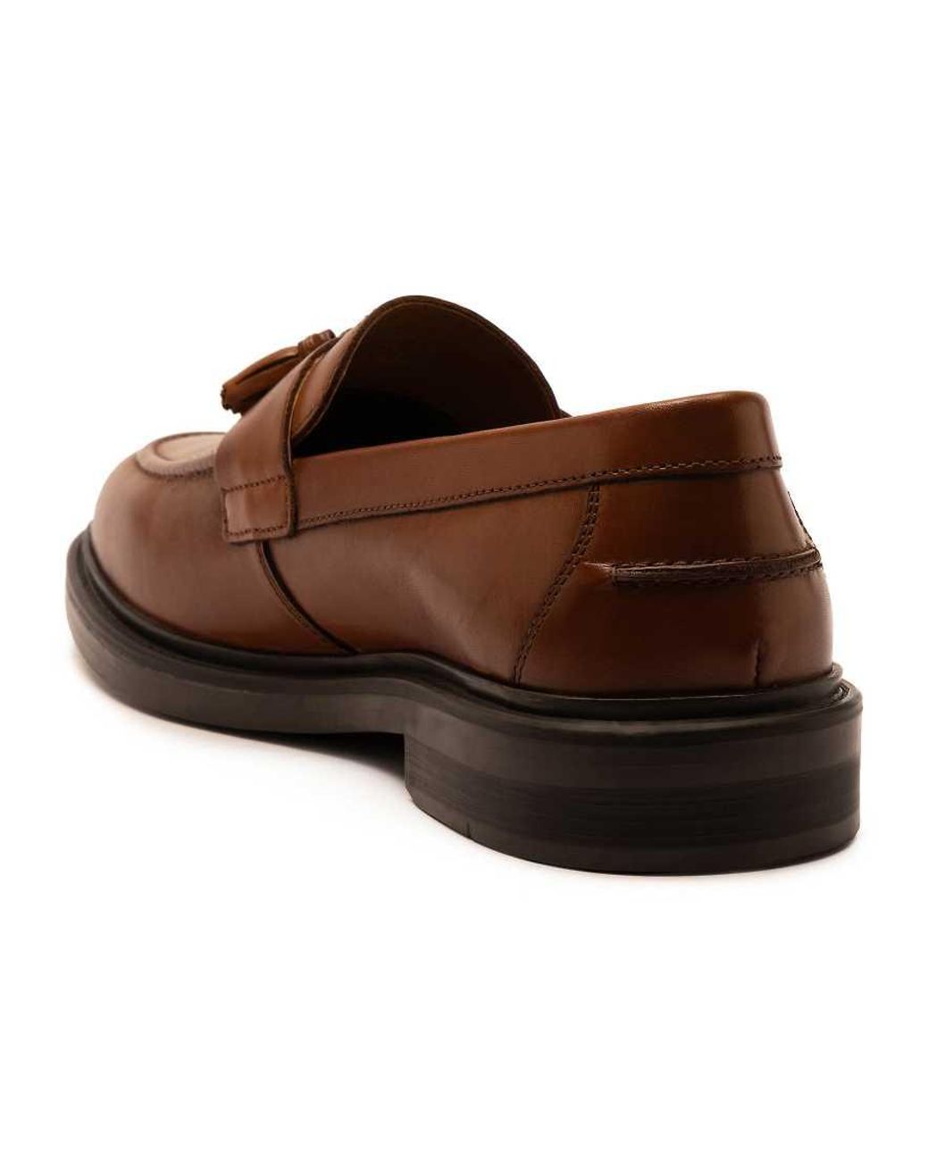 OFF THE HOOK Brown Blaine Leather Slip-On Tassel Loafers for men