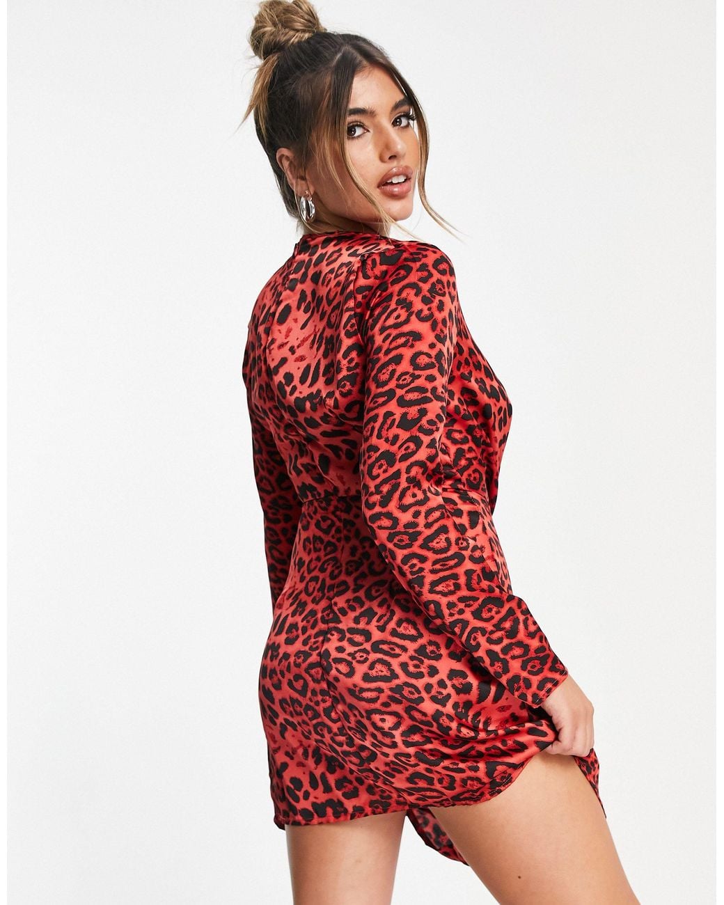 Woven Plunge Neck Knot-front Dress 