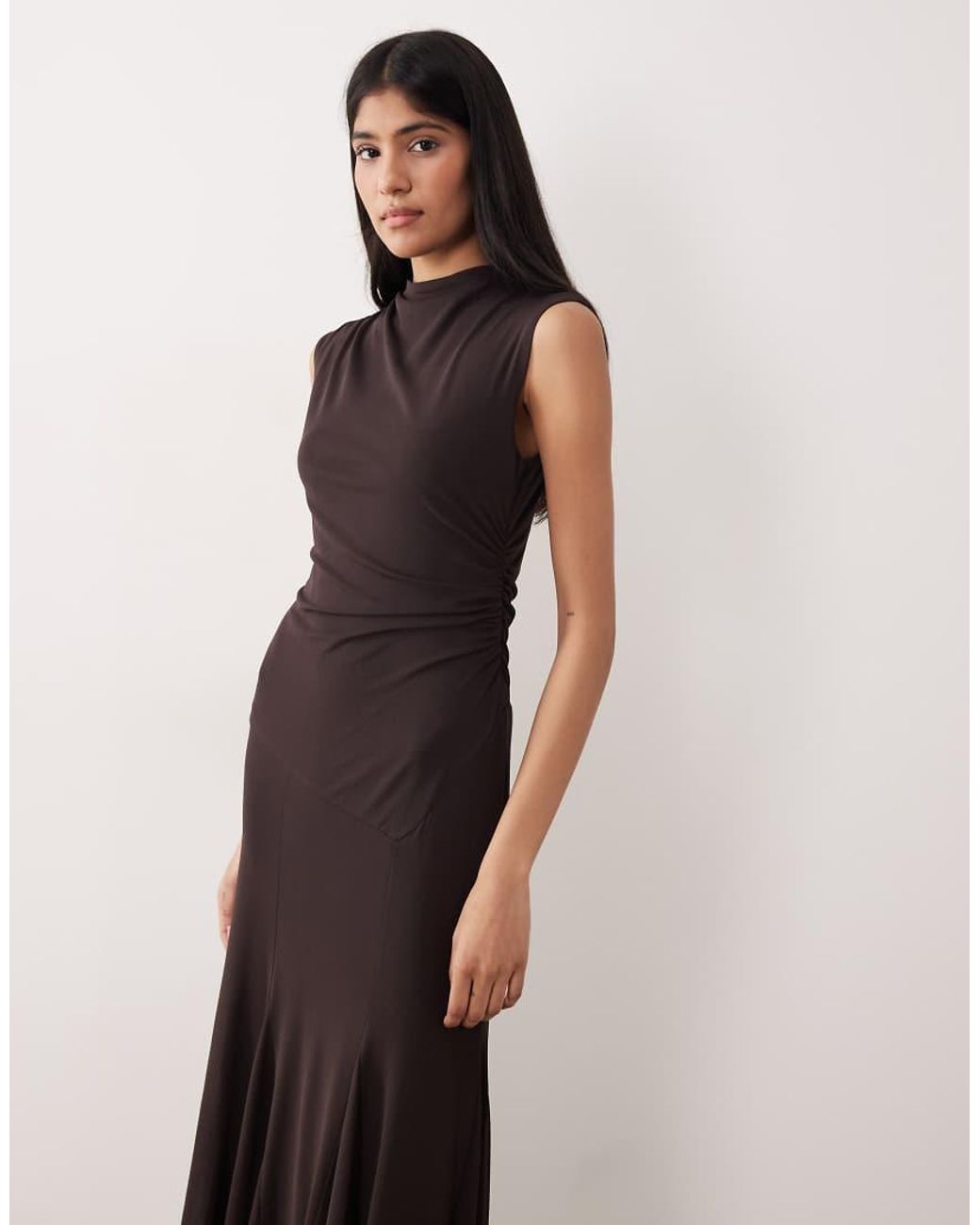 Gina Tricot Brown Dropped Waist Maxi Dress