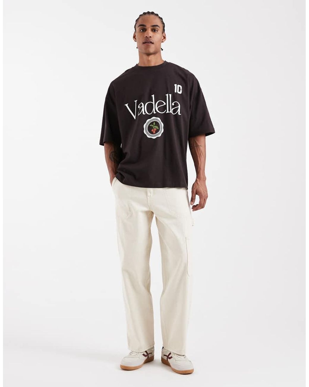 ASOS Black Oversized T-shirt With Orange Front Print for men