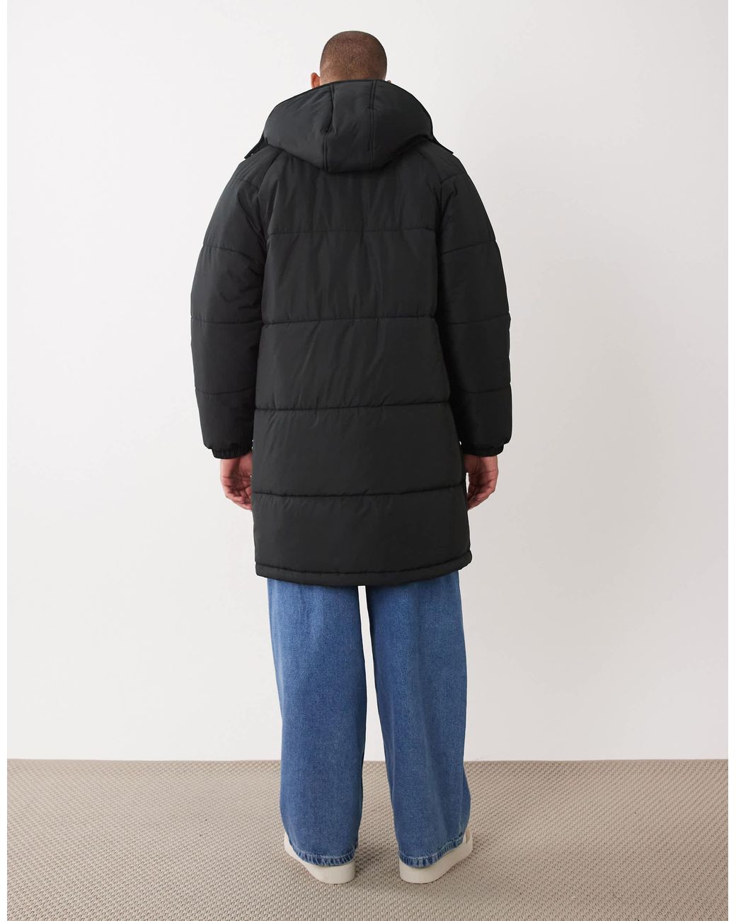 ASOS Blue Longline Puffer Jacket for men