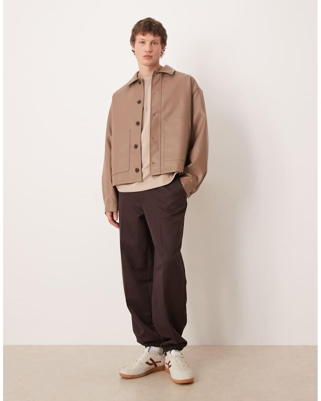 ASOS Natural Faux Leather Coach Jacket for men