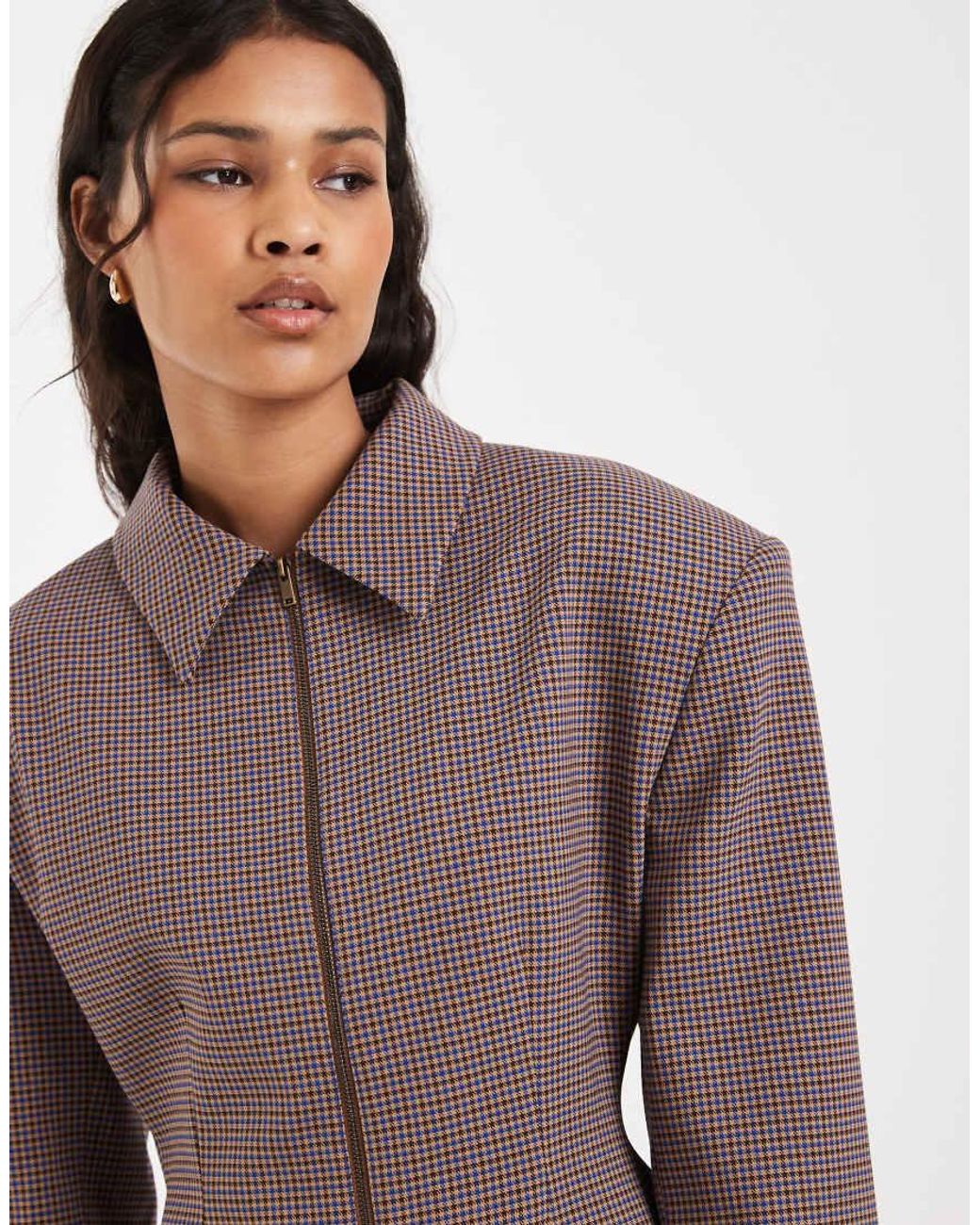 ASOS Brown Zip Up Cinch Tailored Blazer