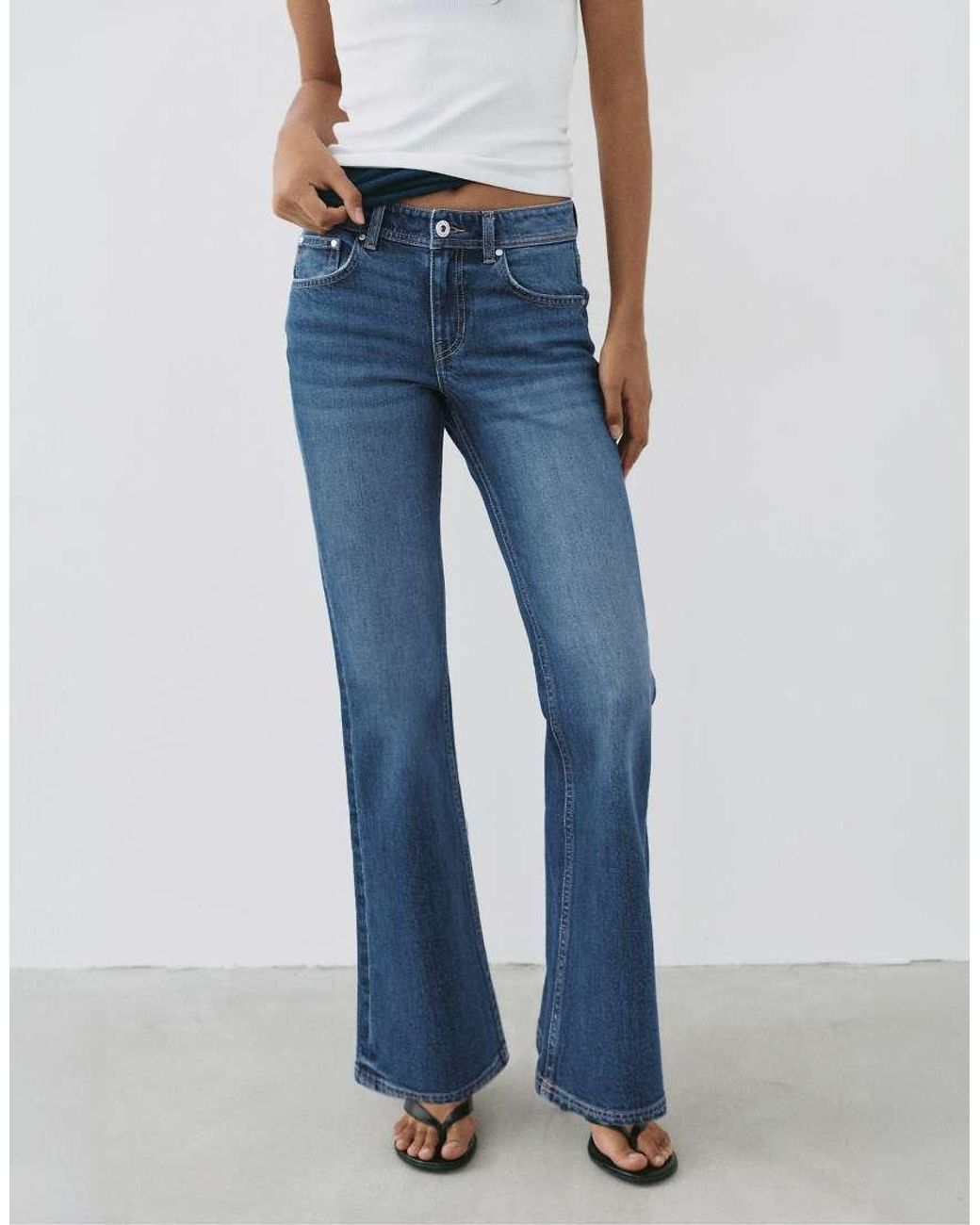 Pull&Bear Blue Low-Rise Boot-Cut Jeans