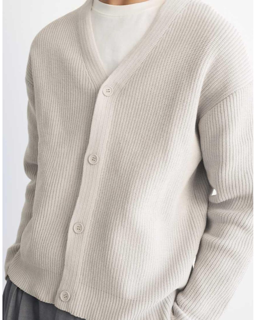 Pull&Bear Natural Buttoned Cardigan for men