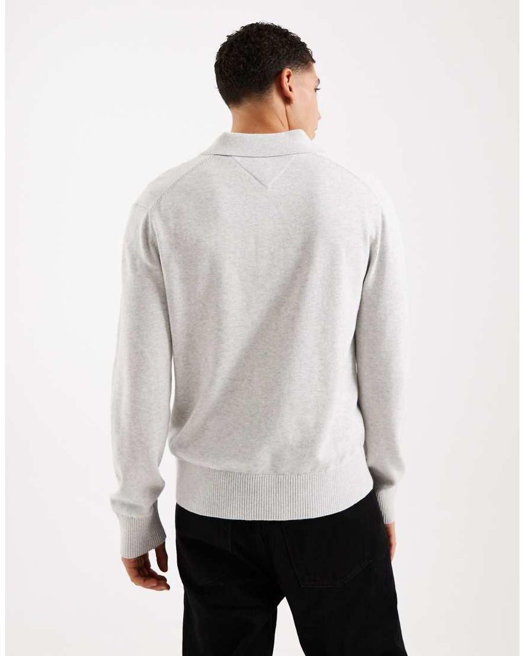 Tommy Hilfiger White Essential Knitted Long Sleeve Polo Shirt for men