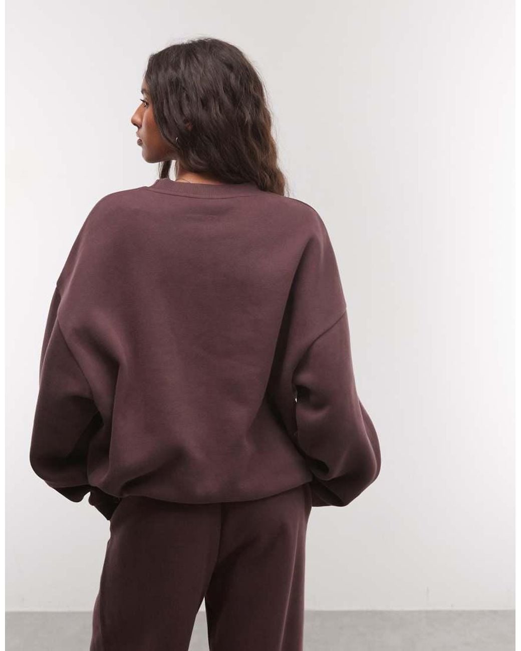 Reebok Brown Elevated Athletic Mock Neck Fleece Sweatshirt