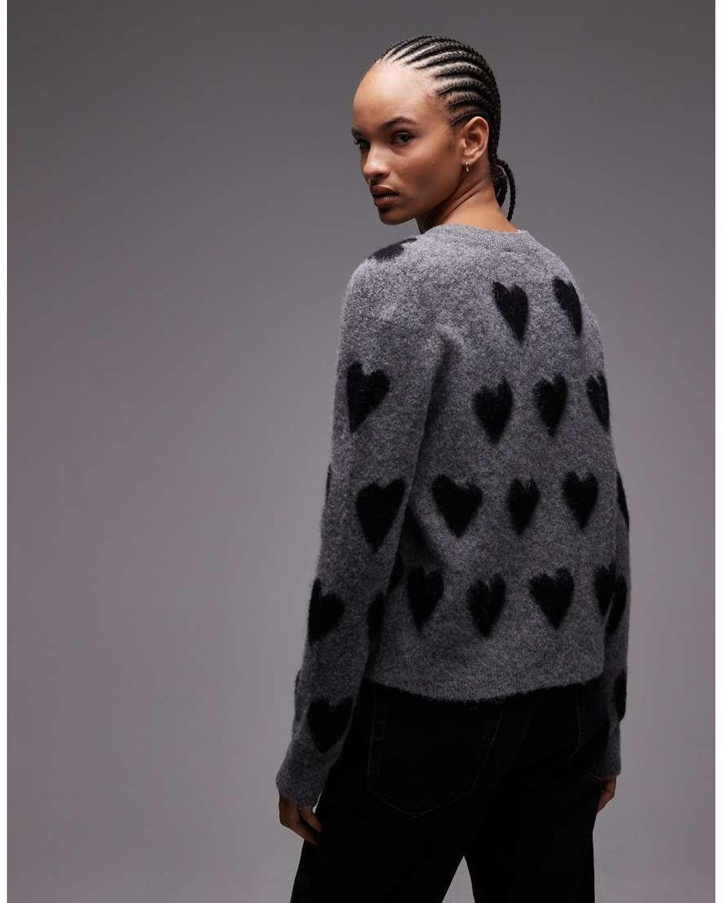AllSaints Gray Amora Heart Cardigan