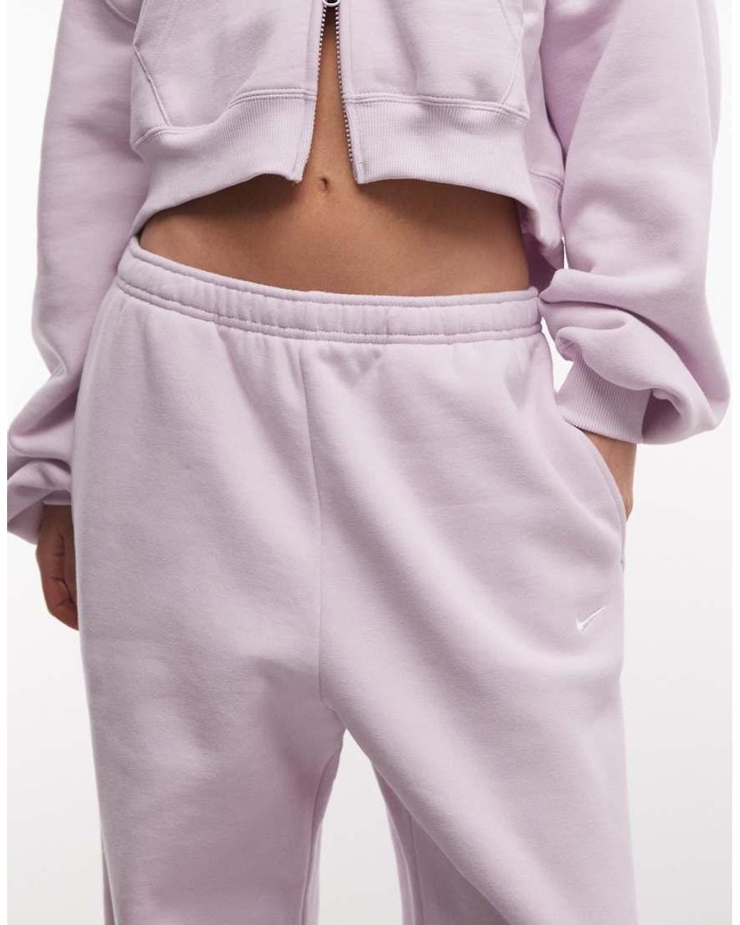 Nike Pink Studio Fleece Mid-Weight Oversized Cuffed Jogger