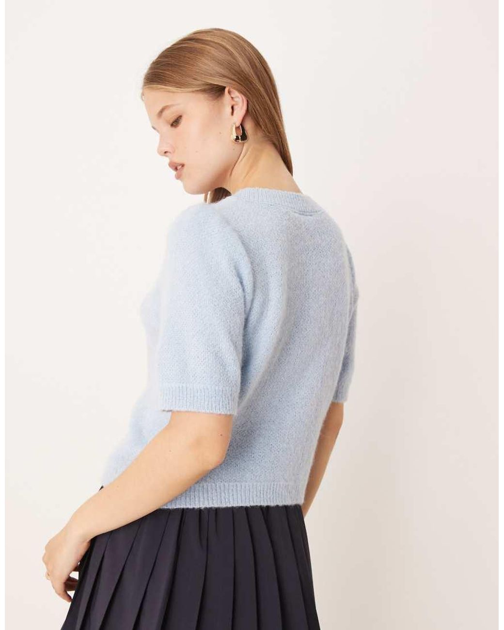 Vrg Grl Blue Tessa Puff Sleeve Cardigan
