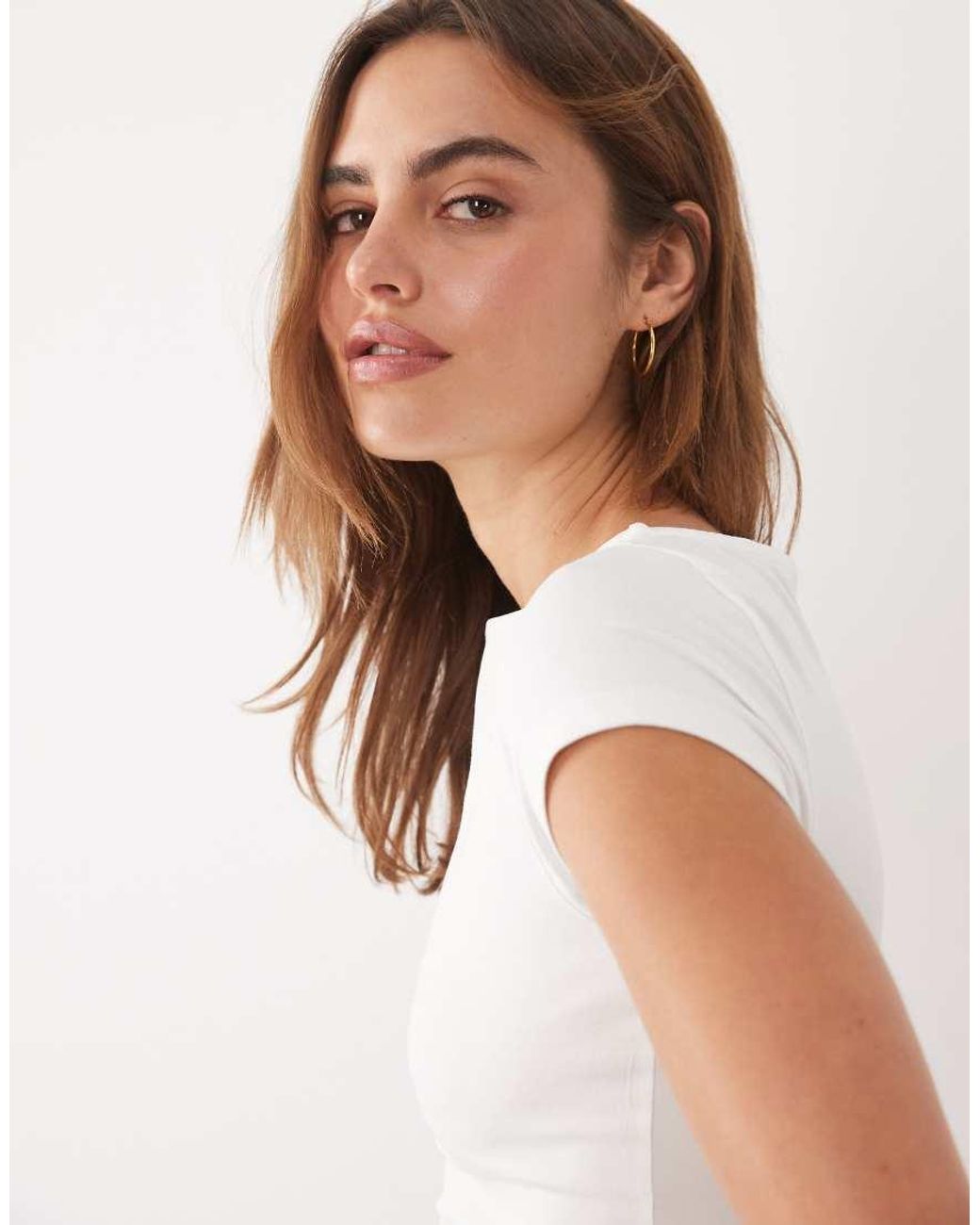 ASOS Blue Slash Neck Tie Back Short Sleeve Top
