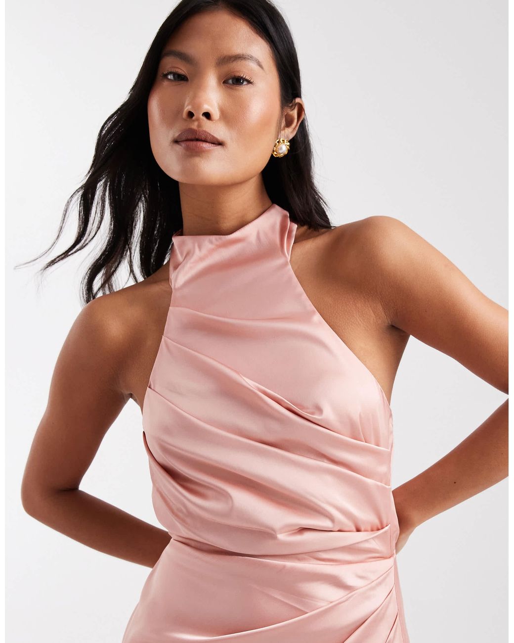 open lace back dress Luna Pink Silk Halter Dress – ISTRI main image 0