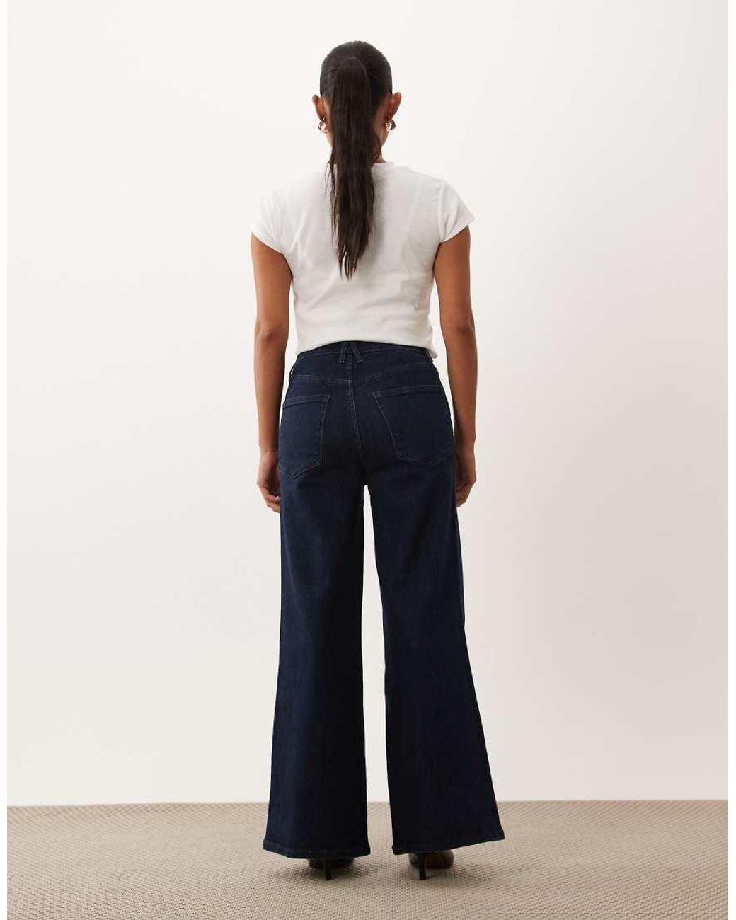 GOOD AMERICAN Blue Petite Palazzo High Waist Flared Jeans