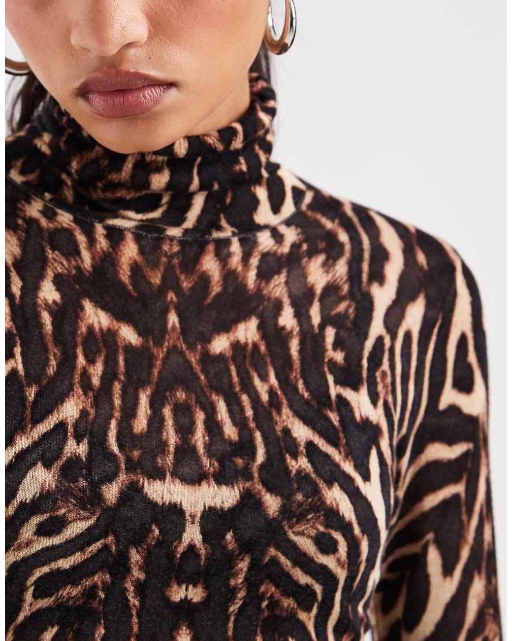 ASOS Brown Second Skin Sheer Knit Roll Neck