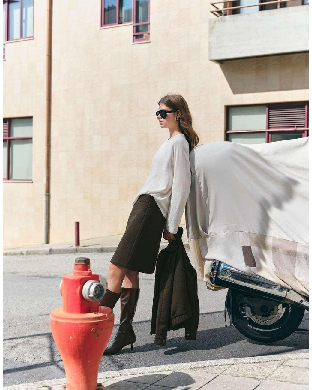 Pull&Bear Natural Check Mini Skirt With Belt