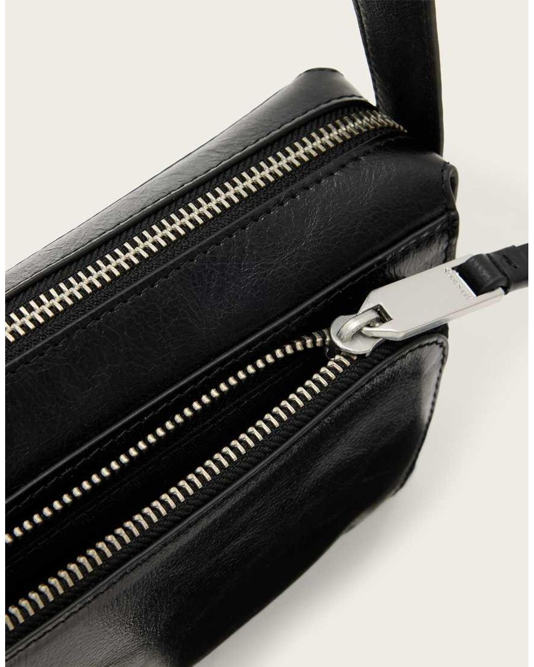 AllSaints White Marlo Leather Wallet Cross Body Bag