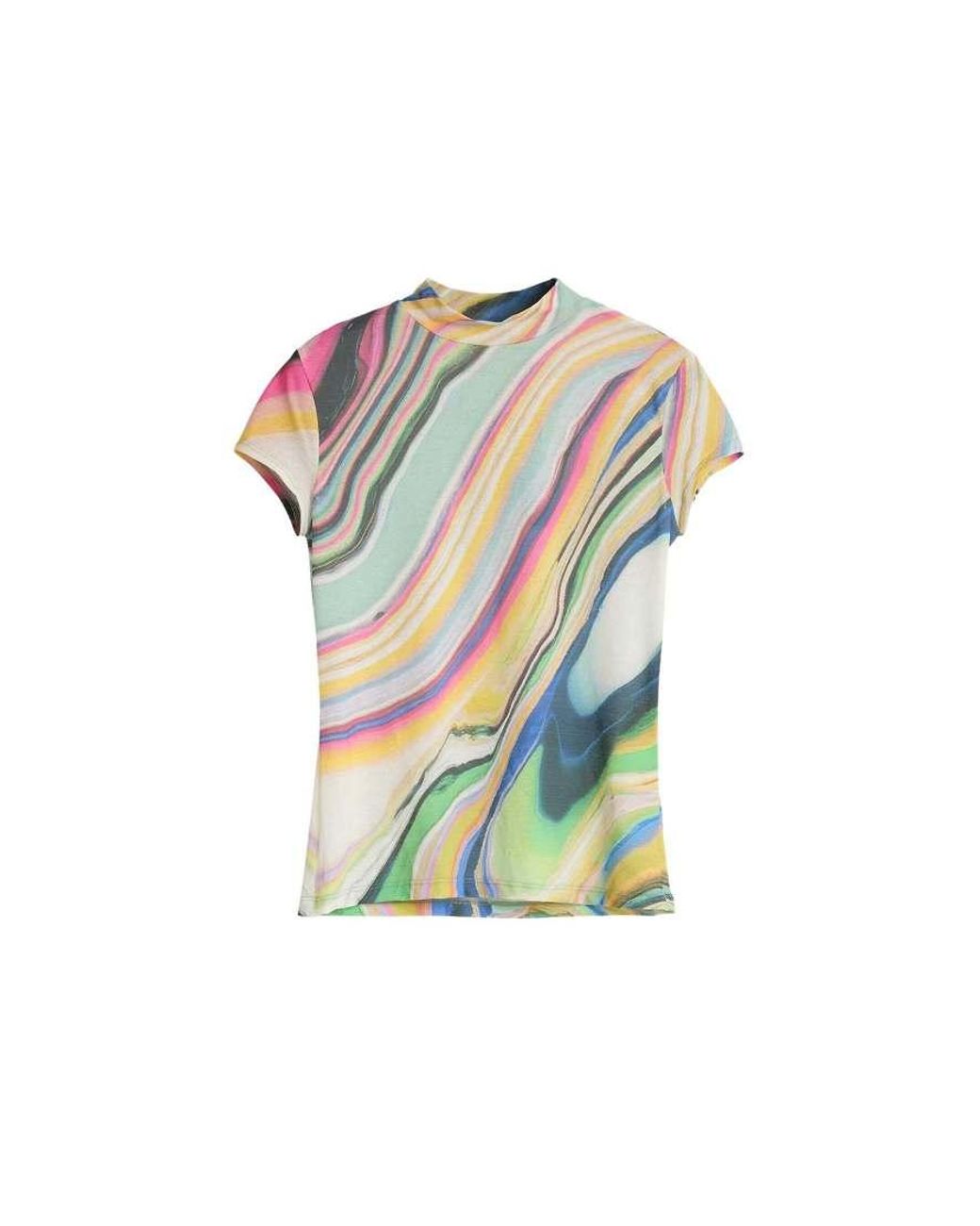 Desigual Blue Printed Wavy T-Shirt